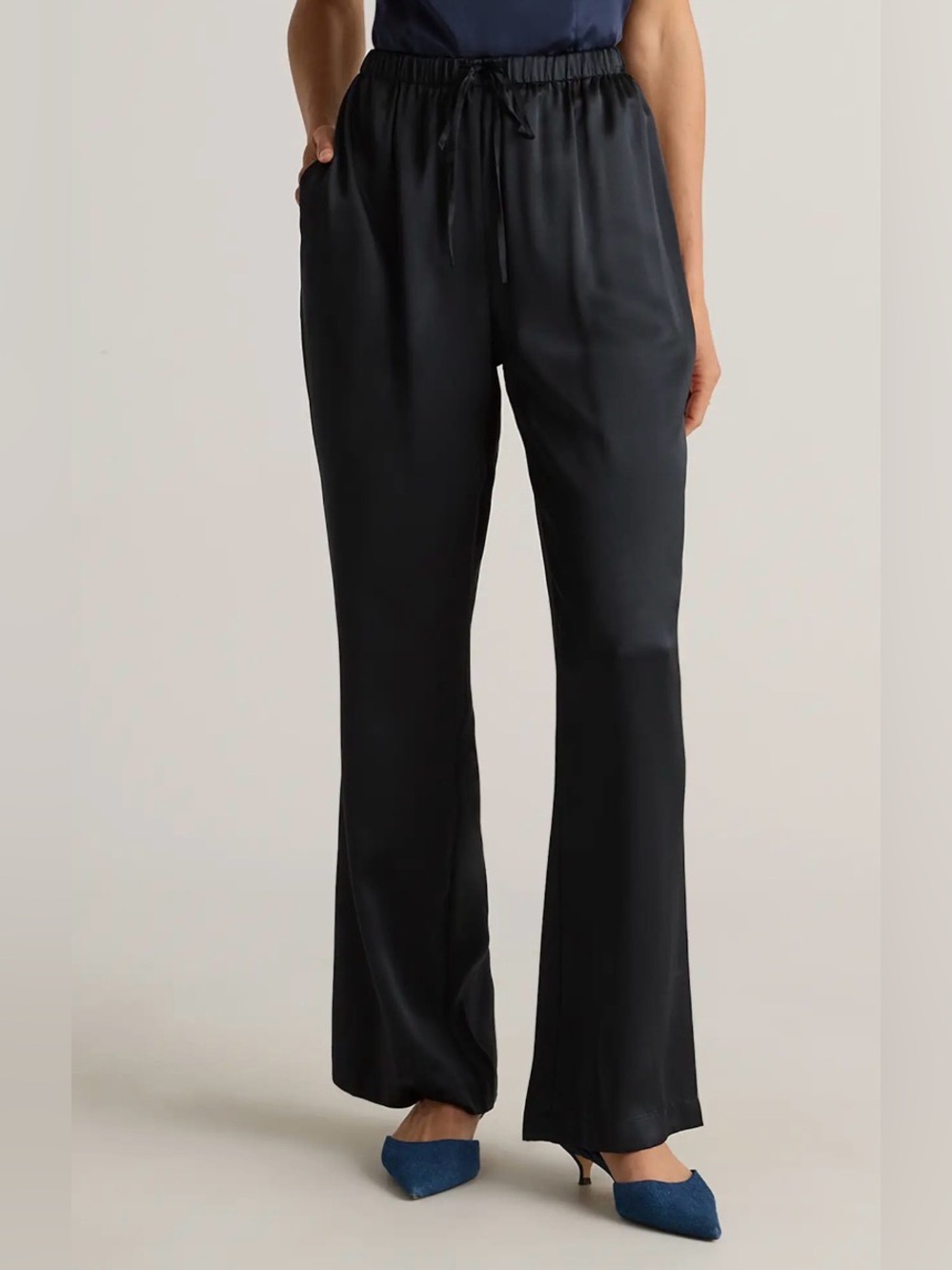 Brand New With Tags Quince Washable Silk Drawstring Wide Leg Pants